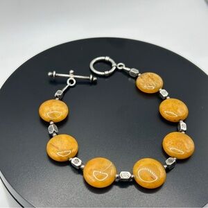 Baltic Style Silver & Butterscotch Stone Bracelet